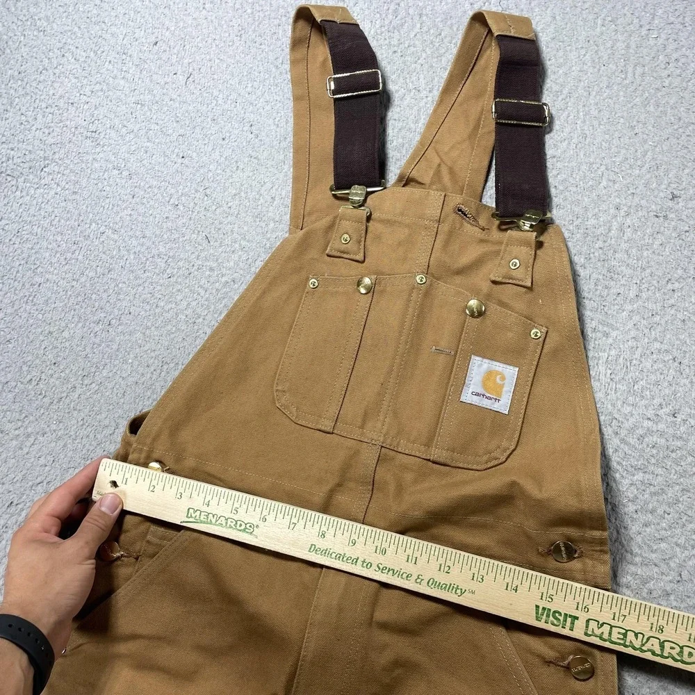 Carhartt Bib Overalls Mens 32x32 Brown Canvas Double Knee Workwear Carpenter